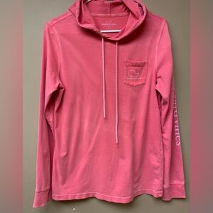 Vineyard Vines Sunwashed Coral Hot Pink Hoodie Size Small Vacation Beach Resort